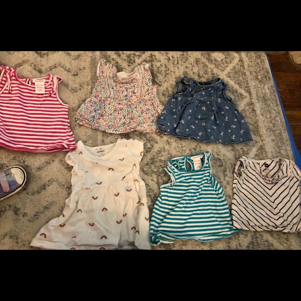 Bundle of 6 size 3-6 month baby tops.